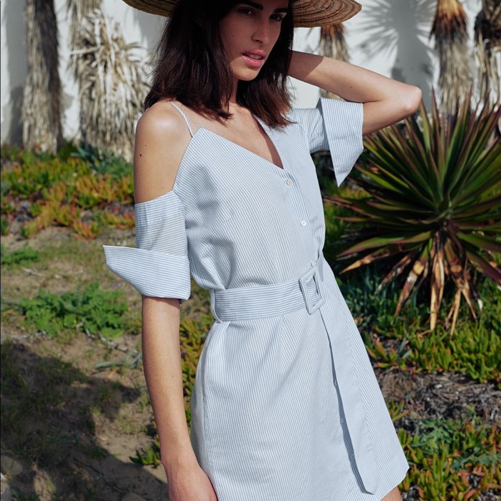 Nanushka camisole shirt dress blue striped Myla